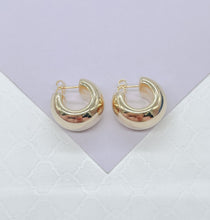 Load image into Gallery viewer, 18k Gold Filled XL Wide Yet Flat Open Smooth Hoop Earring, Summer Earrings, Versatile Hoops, Statement Earrings, Art Novau Hoops, Gold Hoops
