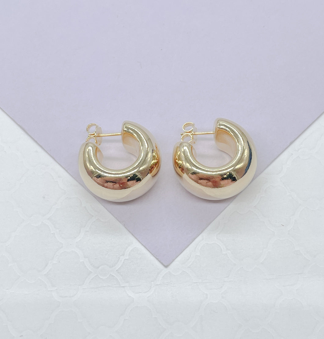 18k Gold Filled XL Wide Yet Flat Open Smooth Hoop Earring, Summer Earrings, Versatile Hoops, Statement Earrings, Art Novau Hoops, Gold Hoops