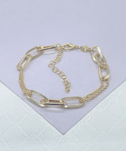 Load image into Gallery viewer, 18k Gold Filled Thin Long Smooth Paper Clip Link pattern with Rolo Chain
