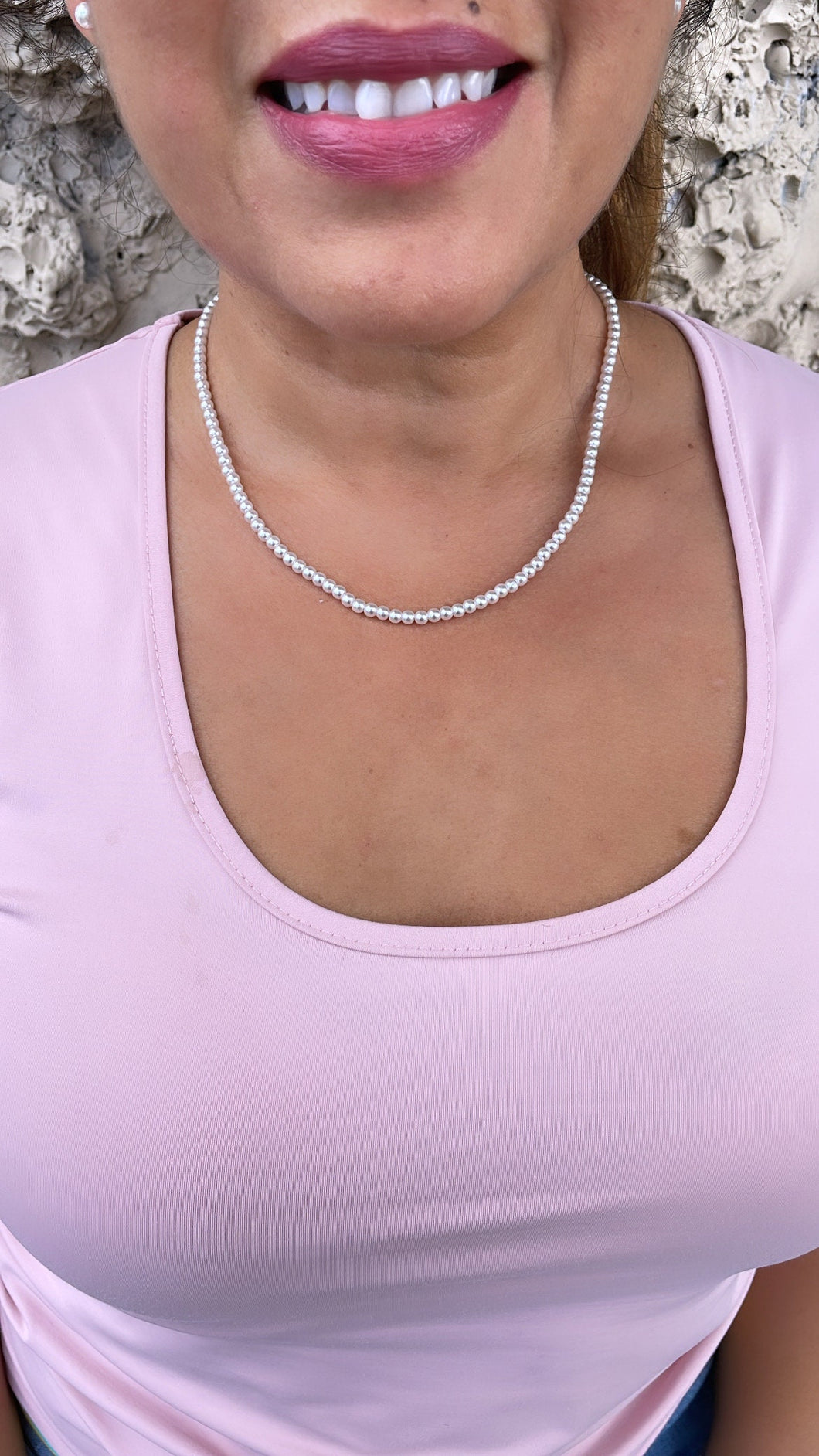 18k Gold Filled 4mm Faux Pearl Necklace Lariat