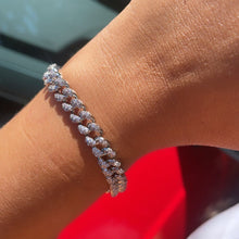 Load image into Gallery viewer, Silver Filled With Rodium Cuban Link CZ Stone Bracelet
