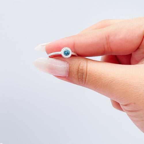 925 Sterling Silver Plain Ring With Round Turquoise Stone