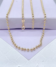 Load image into Gallery viewer, 18k Gold Filled 3mm Gold Beaded Chain Extra Long Chain 28 Inch, Military Link Chains
