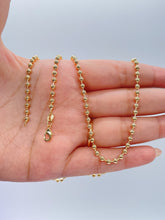 Load image into Gallery viewer, 18k Gold Filled 3mm Gold Beaded Chain Extra Long Chain 28 Inch, Military Link Chains
