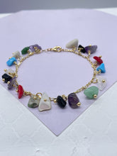 Load image into Gallery viewer, 18k Gold Filled Colorful Faux Natural Stones Charm Bracelet
