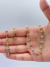 Load image into Gallery viewer, 18k Gold Filled Tri-Color Flower Necklace and Bracelet, Three Tone Jewlery
