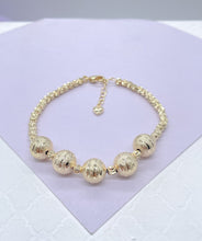 Load image into Gallery viewer, 18k Gold Filled 5 XL textures Beaded Ball Bracelet , Gold filled Bracelet, Gifts for her.
