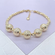 Load image into Gallery viewer, 18k Gold Filled 5 XL textures Beaded Ball Bracelet , Gold filled Bracelet, Gifts for her.
