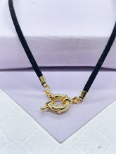 Load image into Gallery viewer, Faux Leather Choker Necklace with 18k Gold Filled 11mm Carabiner Clasp
