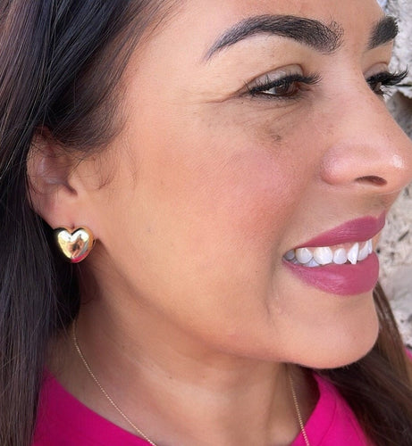 18k Gold Filled Puffy Giant Heart Huggie Earring, Heart Earrings, Puffy Huggies, Gifts for her, Heart Hoops, Minimalist Hoops