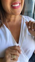 Load image into Gallery viewer, 18k Gold Filled 3mm Gold Beaded Chain Extra Long Chain 28 Inch, Military Link Chains
