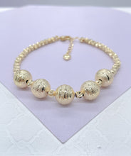 Load image into Gallery viewer, 18k Gold Filled 5 XL textures Beaded Ball Bracelet , Gold filled Bracelet, Gifts for her.
