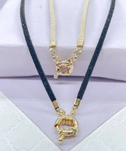 Load image into Gallery viewer, Faux Leather Choker Necklace with 18k Gold Filled 11mm Carabiner Clasp
