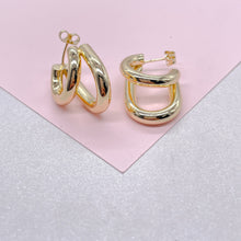 Load image into Gallery viewer, 18k Gold Filled Hoop Earrings: Minimalist Double Row Hoops
