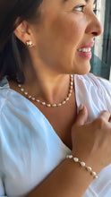 Load image into Gallery viewer, Elegant 18k Gold Filled Synthetic Pearl Necklace and Pearl Set, Pearl Jewlery, Dainty Pearls
