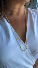 Load image into Gallery viewer, 18k Gold Filled 3mm Gold Beaded Chain Extra Long Chain 28 Inch, Military Link Chains
