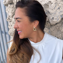 Load image into Gallery viewer, 18k Gold Filled Round Earrings: Boho Art Nouveau Statement Jewelry
