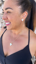 Load image into Gallery viewer, 18k Gold Filled Dainty Natural Stone Triangle Shaped Necklace and Stud Set
