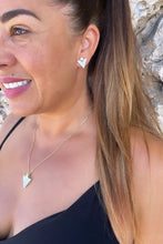 Load image into Gallery viewer, 18k Gold Filled Dainty Natural Stone Triangle Shaped Necklace and Stud Set
