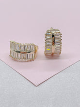 Load image into Gallery viewer, 18k Gold Filled Large Baguette Cut CZ Huggie Earring
