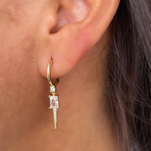 Load image into Gallery viewer, 18k Gold Filled Spear Charm Dangling Earring With CZ Pave
