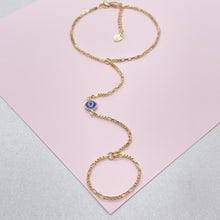 Load image into Gallery viewer, 18k Gold Filled Specialty Box Chain Clone With Dainty Blue Eye Charm Connector
