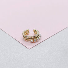 Load image into Gallery viewer, 18k Gold Filled Tiny Beaded Ear Cuffs and pearl
