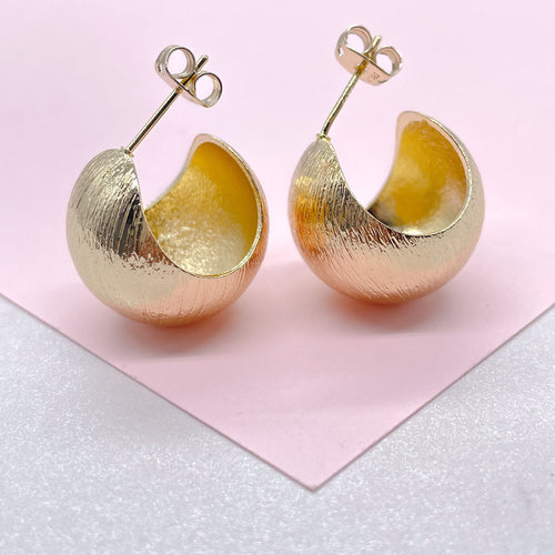 18k Gold Filled Textured Concave Hoop Earrings, Minimalist Earrings, Statement Hoops, Boho Style