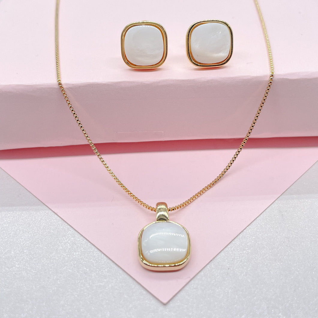 18k Gold Filled Dainty Soft Round Sqaure Shaped Set, Available in 3 colors