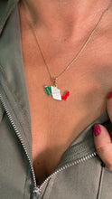 Load image into Gallery viewer, 18k Gold Filled Enamel Mexican Flag Pendant, Mexican Jewlery, Birthday Gift
