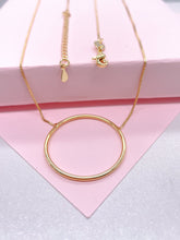 Load image into Gallery viewer, 18k Gold Filled Box Chain Featuring The Circle of Life Charm Pendant Necklace,
