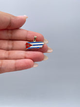 Load image into Gallery viewer, 18k Gold Filled Enamel Cuban Pendant, Cuban Flag Jewlery, Gold Enamel pendant, Bandera de Cuba
