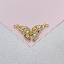 Load image into Gallery viewer, 18k Gold Filled Butterfly Charm with Colorful Micro Pave Zirconia Multicolor Butterfly Pendant
