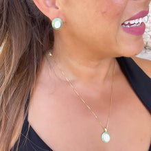 Load image into Gallery viewer, 18k Gold Filled Enamel Medallion Necklace Set: Dainty Natural Stone Jewelry
