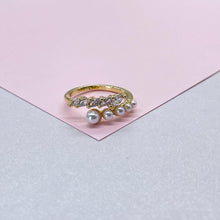 Load image into Gallery viewer, Adjustable 18k Gold Filled CZ and pearl wrap Ring Dainty Jewelry
