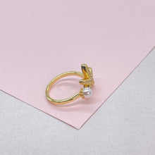 Load image into Gallery viewer, Adjustable 18k Gold Filled CZ and pearl Star-Fish Ring Dainty Jewelry
