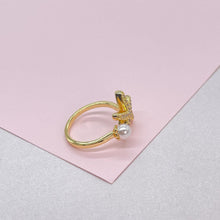 Load image into Gallery viewer, Adjustable 18k Gold Filled CZ and pearl Star-Fish Ring Dainty Jewelry
