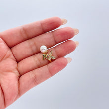 Load image into Gallery viewer, Adjustable 18k Gold Filled CZ and pearl Butterfly Ring Dainty Jewelry
