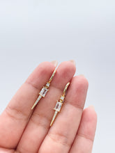 Load image into Gallery viewer, 18k Gold Filled Spear Charm Dangling Earring With CZ Pave
