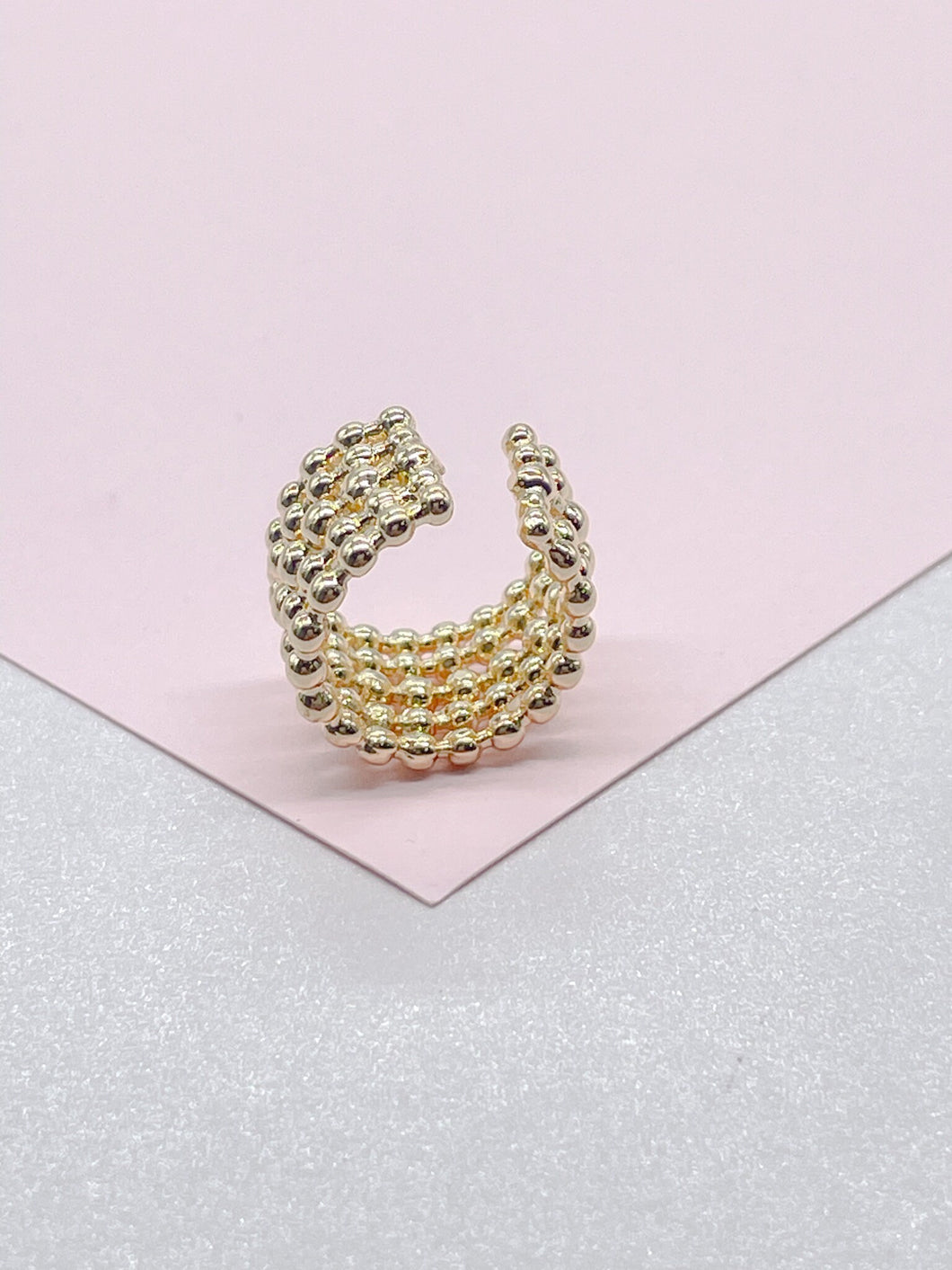 18k Gold Filled 5 Layered Bead Ear Cuff