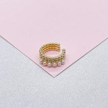 Load image into Gallery viewer, 18k Gold Filled Tiny Beaded Ear Cuffs and pearl
