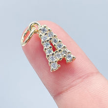Load image into Gallery viewer, 18k Gold Filled Cubic Zirconia Alphabet Letters Charms CZ Dainty Pendants
