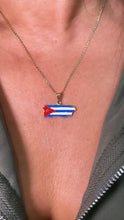 Load image into Gallery viewer, 18k Gold Filled Enamel Cuban Pendant, Cuban Flag Jewlery, Gold Enamel pendant, Bandera de Cuba
