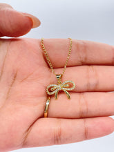 Load image into Gallery viewer, 18k Gold Filled Dainty CZ Bow Pendant Charm
