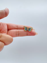 Load image into Gallery viewer, 18k Gold Filled Blue tones Enamel Butterfly Charm With CZ Pave
