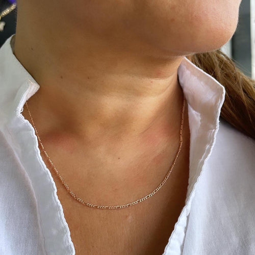 18k Gold Filled Rose Gold 18 inch 1.5mm Thick Figaro chain, Layering chain, Dainty Jewlery ,