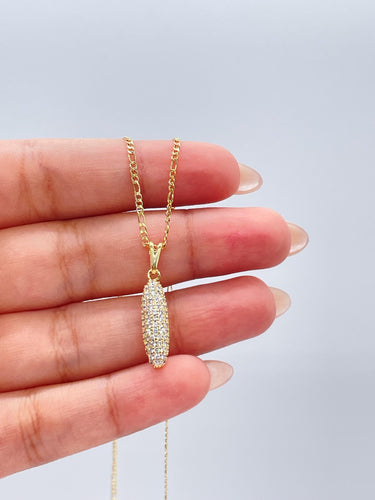 18k Gold Filled Mini Bullet CZ Charm Pendant