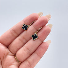 Load image into Gallery viewer, 18k Gold Filled Colorful Enamel Clover Flower Dangle Earrings
