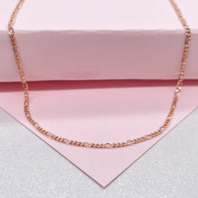 Load image into Gallery viewer, 18k Rose Gold Filled Figaro Chain: Dainty Layering Jewelry
