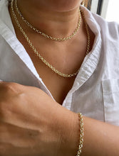 Load image into Gallery viewer, 18k Gold Filled 4mm Dainty Rolo Chain and Bracelet
